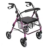 Mobility Walker Wheel Rollator, Aluminium-Mobilitäts-Gehhilfe 丨 Leichter, zusammenklappbarer Rollator-Gehrahmen 丨 Doppelbremse mit Sitz und Tasche 丨 Höhenverstellbarer Walker Wheel Rollator für ä