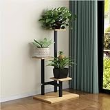3-stöckiges Metall-Pflanzenregal, Blumentopfhalter & Gartenregal, Präsentationsständer für Sukkulenten, moderne Heim- und Balkondekoration, stilvolle Holzoberfläche