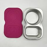 Yhenlovtt Edelstahl-Doppelgitter-Dip-Tasse mit auslaufsicherem Deckel, für Saucen und Snacks, wiederverwendbares 2-Fach-Behälter-Set für Reisen und Outdoor-Aktivitäten (rot)