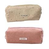 Nocyclonic Federmäppchen, Mäppchen Cord-Stoff, Schlamppermäppchen, Federmäppchen Mädchen, Federtasche Stiftetasche Stiftemappe, Pencil Case, Cord Federtasche für Mädchen Teenager Schule (Grasgrün)