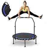 FitnessTrampoline,101cm Mini-Trampolin,Tragkraft 200 kg, tragbares Übungs-Rebounder-Trampolin mit verstellbarem Schaumstoffgriff (Blau)