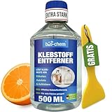 bio-chem Klebstoffentferner Etikettenlöser mit Orangenterpenen – 500 ML – Extrem starker Entferner für hartnäckige Etiketten, Aufkleber & Klebereste – Etikettenentferner inkl. Schaber