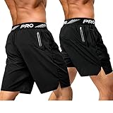 aquota 2er Pack 9' 5' Herren Sport Shorts Trainingsshorts Laufshorts Sporthose Laufhose Jogginghose Kurze Schnell Trocknend Reißverschlusstasche