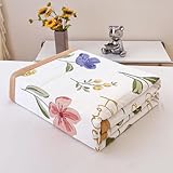 Odot Bettdecke Ohne Bezug Sommer, 4,5 Tog Baumwolle Bettdecke Ohne Bezug Dünne Nutzbar Sommerbettdecke Leicht Doppelseitige Sommerdecke für Bett Sofa (Lila Hibiskus,150 * 200cm)