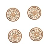 ABOOFAN 4 Stück Wanddekoration im nordischen Stil handgewebte Ornamente runde Wanddekoration kreisförmige Wandkunst hängende gewebte Wandkorbdekoration rustikaler Wandkorb Rattan Hellbraun