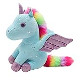 Heionia Einhorn Kuscheltier Plüsch Regenbogen Einhorn Plüschtier Einhorn Stofftier Plüsch Mädchen, 23CM(Blau)