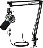 MAONO XLR/USB Dynamisches Mikrofon Set, RGB Podcast Mikrofon mit Arm, Software, Stummschalttaste, Gain-Regler, für PC Gaming, Streaming, Aufnahme, PS4/5 Mac Mixer usw PD200XS Schwarz