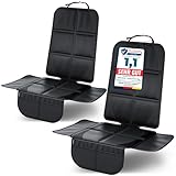 LIONSTRONG® Kindersitzunterlage Autositzschoner [ISOFIX GEEIGNET] - wasserabweisender Polyester Stoff schwarz - Sitzschutz Sitzschoner Auto Kindersitz - universell kompatibel - Schwarz, 2 Stück