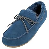 HAFLINGER Lammfellclog Mokassin Yumah Hausschuh Leder Blau (Mittelblau 70), Gr 40