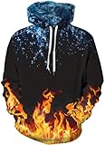 PADOLA Weihnachts Hoodie Herren 3D Druck Weihnachtspullover mit Tasche Casual Weihnachtspulli Christmas Hoodie X-Mas Sweatshirt Halloween Weihnachten Christmas Motiv (Bunte Flamme Tropfen, M)