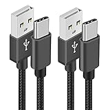 USB C Kabel, 2 Stück 2M Nylon Handy Ladekabel USB C Schnellladekabel Typ C Ladekabel für Samsung Galaxy A51 A50 A41 A40 A71 A21s A20 A20e S8 S9 S10 S20 fe, Note 10 9 8, Huawei P40 P30 P20 P10 P9