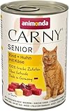 animonda Carny Senior Rind + Huhn mit Käse (6 x 400 g), Katzennassfutter für ältere Katzen ab 7 Jahren, Senior Nassfutter mit 100 % frischen Zutaten, Katzenfutter ohne Getreide und Zucker