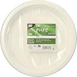 50 Teller, Zuckerrohr 'pure' ungeteilt Ø 23 cm · 2 cm weiss