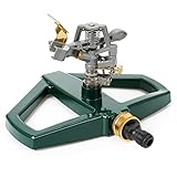 STYDDI Schwerlast Impulsregner mit Metall Standfuß, Zink Rasensprenger zur Großer Abdeckung Bewässerung, Automatische 360 Grad Rotierende Kreisregner, für Rasen, Hof und Grasbewässerung