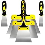 YUJUVI Spachtel Set Flächenspachtel 5-teiliges Spachtel Werkzeug aus Edelstahl 200-25mm mit Kunststoffgriff für Trockenbau, Verputzen, Tapeten entfernen