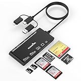 USB C Lightning USB3.0 Multi Card Reader für SD CF Micro SD XD MS, 7 in 1 Speicherkartenleser Adapter Hub für iPhone/iPad/MacBook/Samsung, für Windows, Mac OS, iOS, Linux, Android-EU