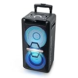 Muse DJ PA-Anlage mit Akku, 300 Watt, mit CD, Bluetooth und Licht-Effekten (USB, AUX, Mikrofon, Fernbedienung), schwarz