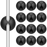 BOHUIZ 12 Stüc Kabelhalter Kabelclips, Kabelhalter Selbstklebend Kabel Organizer Kabelklemmen Kabel Halter für USB Ladekabel Netzkabel Audiokabel Schreibtisch Ladekabeln (Schwarz)