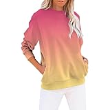 Generisch Sweatjacke Damen Hoodie Bedrucken Farbverlauf Jacke Langarm Oversize Fleece Sweatshirt Herbst Jacken Casual Sommerjacke Langarm Strickpullover Outwear