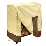 Sumsoctober Wetterfeste Kaminholzregal-Abdeckung, 121,9 x 61 x 106,7 cm, Oxford-Stoff, wasserdicht, für den Außenbereich, Kaffeebeige (Beige)