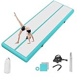 airtrack matte mit elektrischer Luftpumpe 10cm hoch 3M Tumbling Matten Aufblasbare turnmatte Matte gymnastikmatte Yogamatte Camping Trainingsmatte, Grün