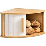 Praknu Brotkasten Ecke Holz mit Schiebetür – Platzsparende Brotbox – Hält Brot länger frisch - Einfacher Aufbau mit Anleitung (Weiß)
