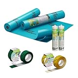 Icutec Dampfsperre Set mit Folie, 25 m² Energiesparend, Dampfsperrsystempaket, Dampfbremsfolie mit Klebeband und Kleber, Dampfbremse Set mit Folienkleber und Klebeband Dampfsperre, Dampfsperrfolie