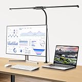 Schreibtischlampe LED, 12W 61CM Doppelkopf Klemmbar für Homeoffice, Super Breit & Hell, 5 Farbtemperaturen & 10 Helligkeitsstufen, Monitor Lampe mit Augenschutz für Büro, Lesen, Architekten, Studenten
