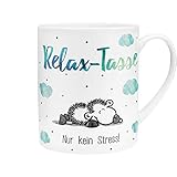 Sheepworld XL-Tasse Motiv 'Relax' | Großer Becher aus Porzellan, XL Jumbotasse, 60 cl, Kaffeetasse mit Spruch | Geschenk, Freund, Freundin | 45755