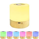 Mini LED Nachttischlampe Touch, Smart NachtLicht Dimmbar Stimmungslicht Schreibtischlampe, Timing 2/4 Stunden, USB Aufladbar, Tragbar, FarbWechsel RGB für Kinder, Stillen, Schlafzimmer (Holzmaserung)