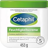 CETAPHIL Feuchtigkeitscreme, 453g, Für trockene, empfindliche Haut, Spendet intensiv 48h Feuchtigkeit und stärkt die Widerstandskraft, Mit Vitamin B3, Provitamin B5, Sonnenblumenöl, Mandelöl, Glycerin