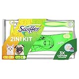 Swiffer 2in1 Kit, 1 Bodenwischer + 8 Trockene Bodentücher Und 1 Staubmagnet + 1 Tuch, Ideal Für Tierbesitzer