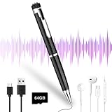 64 GB Diktiergerät Digital, HD Voice Recorder Pen Tragbarer Mini Diktiergerät mit MP3-Wiedergabe und One-Touch-Aufnahme, Geräuschreduzierende Aufnahmegerät für Vorträge Meetings Klassen Interviews