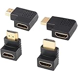 J&D 4 Stück Winkel HDMI Adapter, 4 Pcs Männlich auf Weiblich 90 Grad und 270 Grad Rechtwinklig und 90 Grad Links und Rchts Abgewinkelt Vertikal Flach HDMI Adapter mit Vergoldeten Steckern