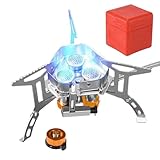 Klappbarer Campingkocher | Gaskocher Outdoor Faltbar Edelstahl Aluminium 3 Brenner Windgeschützt Piezo Zündung Fein Regulierbar Mit Aufbewahrungskoffer Für Wandern Trekking Outdoor Picknick