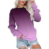 BFTHWY Bluse Damen Langarm Geburtstagsgeschenk für Frauen Langarmshirt Teenager Mädchen Pullover Damen Bluse Damen Langarm Elegant Glockenärmel Große Größen Damen Bluse Damen Langarm Lila M