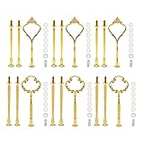 Hoypeyfiy Etageren Stangen 6 Set Gold Etagere bausatz Etagere Etagen Etageren Stöckig Etagerenhalter Metallstangen Tortenständer (Gold, 3 Pack)