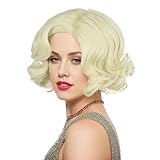 VGbeaty Frauen Kurze Platin Blonde Fingerwelle Perücke Haltbare Marilyn Monroe Halloween Kostüm Party Cosplay Perücke