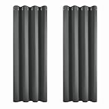 Deconovo Vorhänge Blickdicht Vorhang Verdunkelungsvorhang Lärmschutz Kälteschutz Gardinen Schlafzimmer Kälteschutzvorhang, 229x168 cm(HöhexBreite), Dunkelgrau, 2er Set