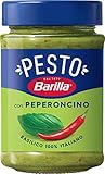 Barilla Pesto Basilico e Peperoncino 1x195g | Glutenfreie Italienische Pasta-Sauce mit Basilikum und Chilischoten, Nudel-Soße, grünes Pesto