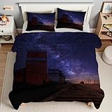 YZQGLHP Bettdecke 135x200 Zug Sternenhimmel Wende Steppdecke Universum Bettdecke ohne Bezug, Weiche Microfaser, 4 Jahreszeiten Bettdecken mit 2 Kissenbezug 80x80cm