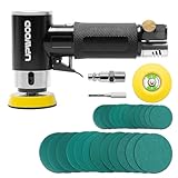 UPWOOD 2 '' 3 '' Mini-Exzenter-Luftschleifer, kleines pneumatisches Exzenterschleifer-Kit 50mm 75mm mit Klett-Schleifpads 30 Stück Schleifpapiere und 21 Stück Schleifscheiben
