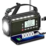 PRUNUS J-924 Digital Radio DAB/DAB+/UKW, Kurbelradio Notfall mit 10000mAh Akku, DAB Radio mit Bluetooth, Notfallradio mit Taschenlampe/SOS Alarm/Handyladefunktion für Ourdoor, Blackout, Notfall.