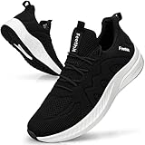 Feethit Sneaker Herren Schuhe Sportschuhe Laufschuhe Turnschuhe Herren Tennis Fitness Jogging Walkingschuhe Leichtgewichts Atmungsaktiv Freizeit Straßenlaufschuhe Schlüpfen Schuhe Schwarz & Weiß 42 EU