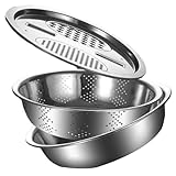 Küchenthekenbehälter mit Aktenvernichterdeckel – bequeme Griffform, Obstreinigungs- und Blattschneidefunktionen, Getreideeinweichhilfe als Schüsselalternative | Lebensmittelzusammenstellung und Pickni