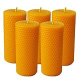 5er Set Kerzen aus Bienenwachs| Honigkerzen| Stumpenkerzen| Bienenwach kerz|Geschenke für Frauen, Herren|Weihnachtsgeschenk (Bienenwachskerzen)