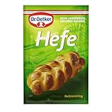 Dr. Oetker Hefe, 10er Pack (10x4x7g) - Ein lockerer Hefeteig entsteht aus der Dr. Oetker Trockenhefe, die Teige bis zu 500 g Weizenmehl lockert und sich damit zum Backen von Kuchen und Broten eignet