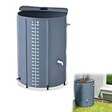 YRHome 380 Liter Faltbare Regentonne Regenwassertonne Regenwassertank UV-stabil & witterungsbeständig Mit Überlaufschutz & seitlicher Skala Kompakt für Garten, Balkon, Camping Anthrazit