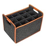 Flaschentasche Filz mit 12 Fächern, Stabil Filz Flaschenträger mit Griff, Wiederverwendbar Getränketasche FlaschenträgerFilz für Wein, Getränke, Weinflaschen, Bottle, Flaschenaufbewahrung