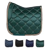 Marengos - Schabracke Sevilla | Dessurschabracke mit hochwertiger Schaumstoff-Füllung | Barockschabracke inkl. Zierkordel | schnell trocknend & atmungsaktiv | Warmblut Schabracke in dunkelgrün/Gold